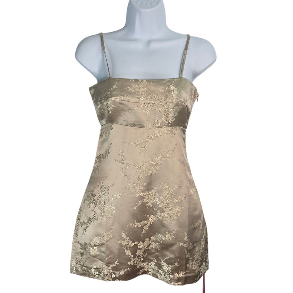 Realisation Par x Elton John Tiny Dancer Silk Gold Jacquard Mini Dress XS NWT